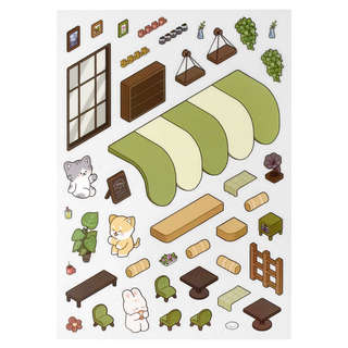 Наклейки-румбокс для создания миниатюрных сцен 'Кофейня' 4