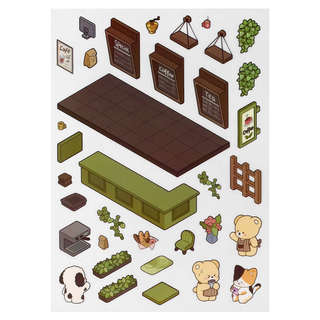 Наклейки-румбокс для создания миниатюрных сцен 'Кофейня' 5