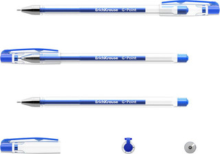 Erich Krause Ручка гелевая G-Point синяя, цвет корпуса прозрачный 2