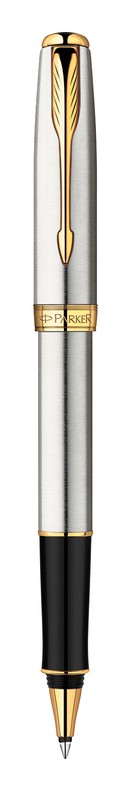 Ручка-роллер Parker Sonnet T527, цвет St. Steel GT, стержень Fblack