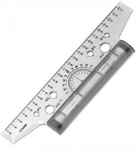 Линейка-рейсшина 22см металлический ролик