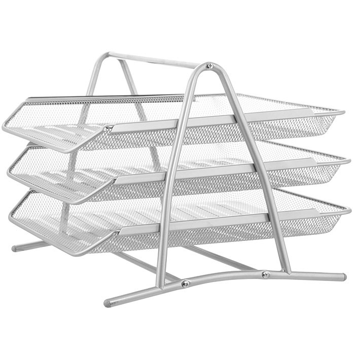 Лоток металлический для бумаг Steel, 3-уровневый, серебряный