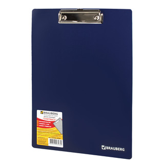 Доска-планшет BRAUBERG Contract сверхпрочная с прижимом А4, пластик, синяя
