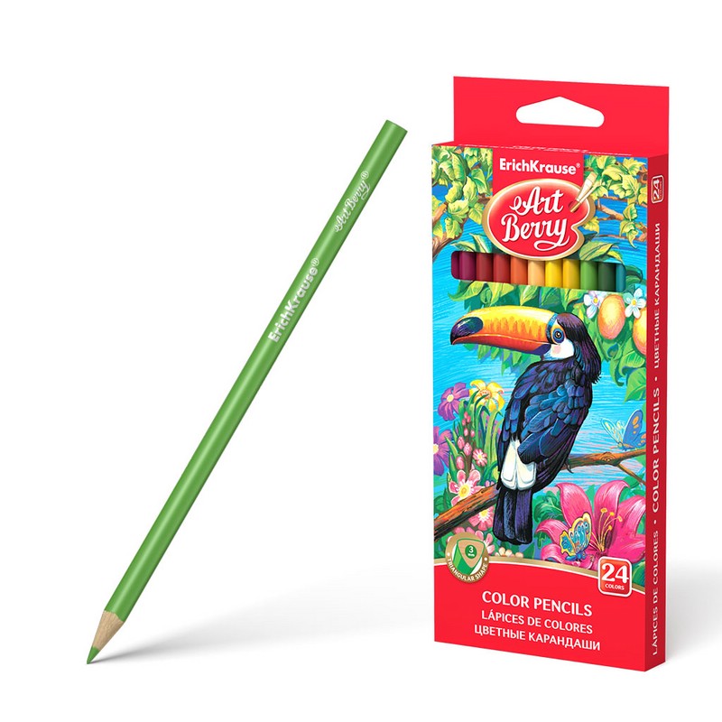 Цветные карандаши трехгранные ArtBerry, 24 цвета