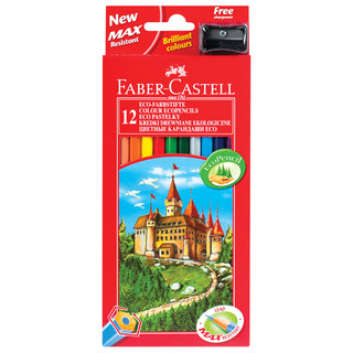 Faber-Castell Цветные карандаши ECO ЗАМОК с точилкой, в картонной коробке, 12 цветов
