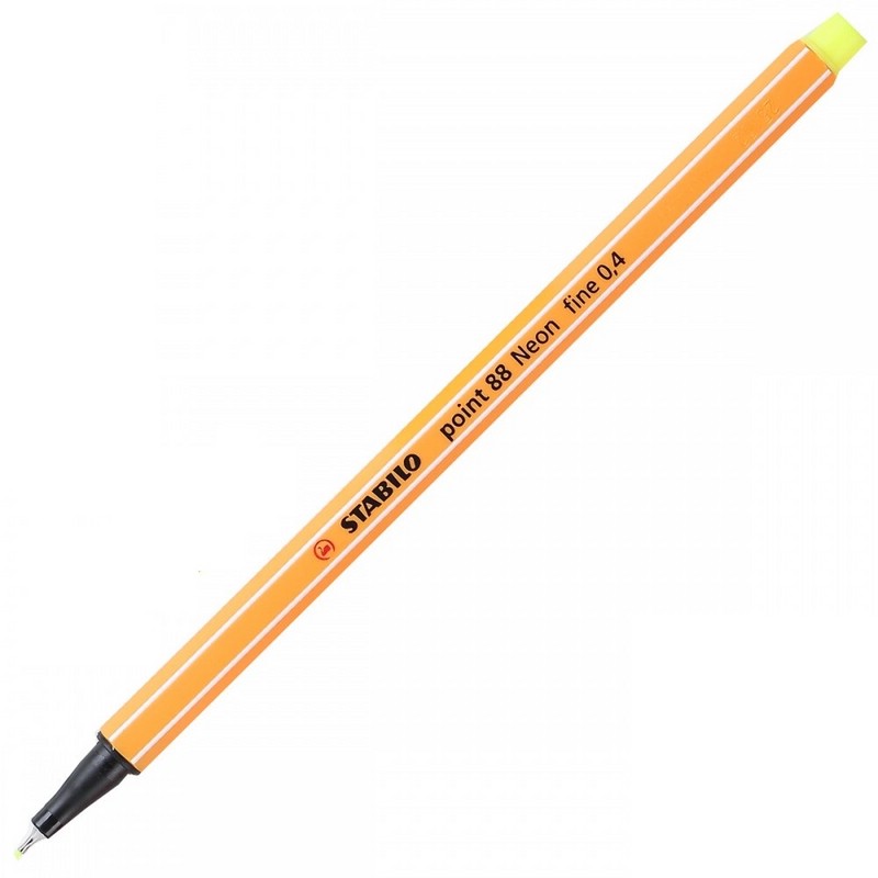 Ручка капиллярная 0.4 мм флюор.желтая 88/024 Stabilo Point