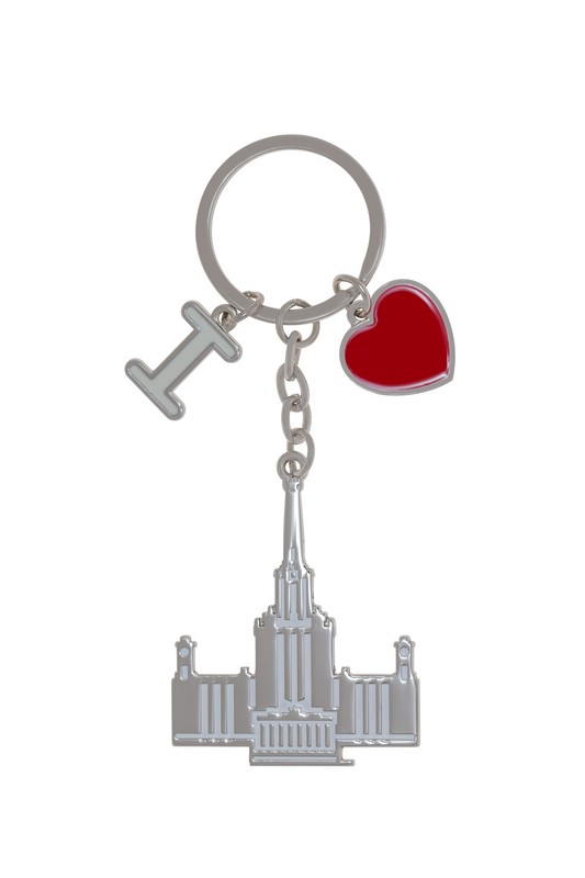 Брелок 'I love...' с силуэтом главного здания МГУ имени М.В. Ломоносова