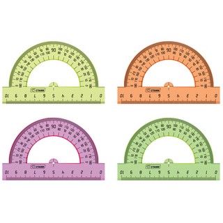 Транспортир 10см, 180° Стамм, прозрачный флуоресцентный, 4 цвета