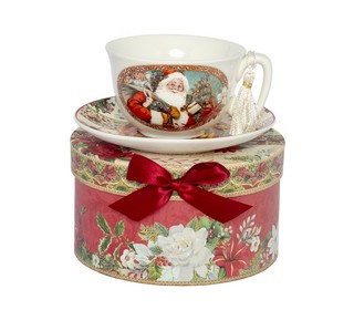 Чашка с блюдцем 'Дед Мороз', фарфор