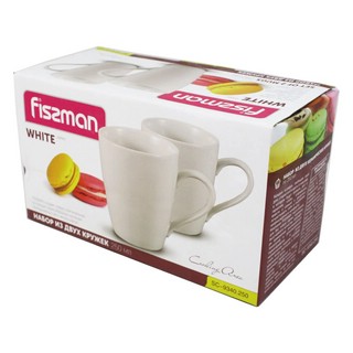 Кружка белая 250 мл, 2 штуки, керамика, Fissman 9340 2