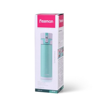 Термокружка 500 мл, аквамарин + белый, Fissman 9722 3