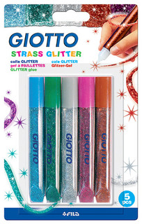 Клей-карандаш 'Glitter Glue', 5 цветов по 10,5 мл FILA-GIOTTO