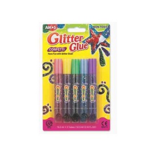 Клей для декора GIOTTO Glitter Glue Confettis 10.5 мл, цветное конфетти (5 цв. по 5.5 мл)