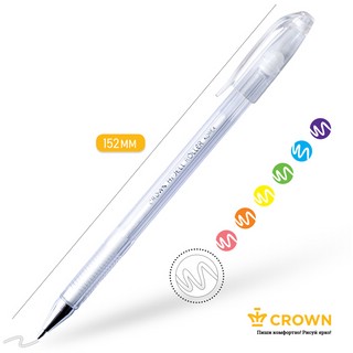 Ручка гелевая белая пастель, Crown Hi-Jell Pastel 3