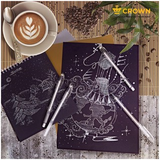 Ручка гелевая белая пастель, Crown Hi-Jell Pastel 6