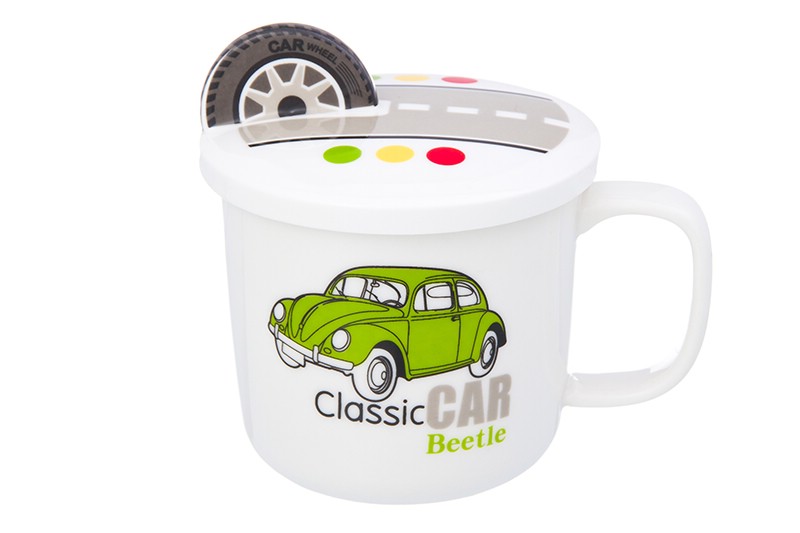 Кружка 300 мл 12*9,5*11 см 'Машина зеленая' + крышка с колесом