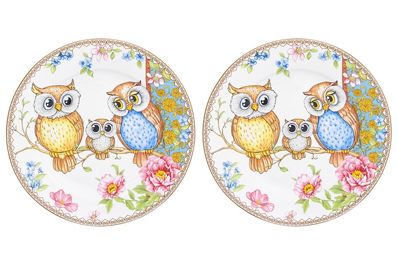 Набор тарелок для десертов 'Совушки' 2 предмета, d 19 см
