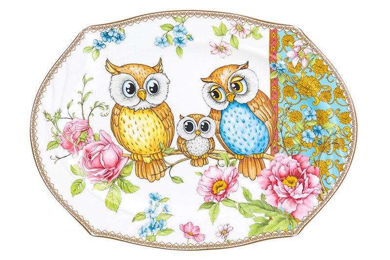 Блюдо 25*18,3*2 см 'Совушки'