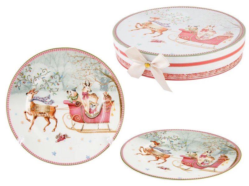 Набор из двух тарелок 'Сани' 19 см, фарфор, в подарочной коробке