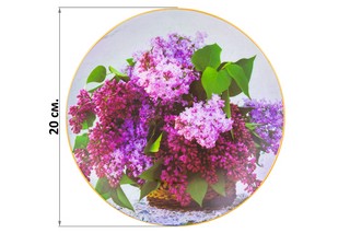 Тарелка декоративная 'Сирень' d 20 см, круг + крючок + подставка 5