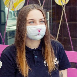 Маска трикотажная многоразовая двухслойная, 'Киса' 5