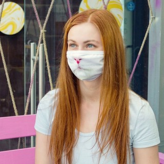 Маска трикотажная многоразовая двухслойная, 'Киса' 6