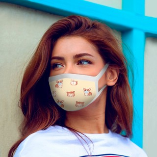Маска трикотажная многоразовая двухслойная, 'Корги' 7