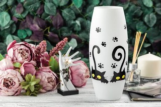 Ваза-бочонок 'Озорные котята' 11х11х26 см, стекло 5