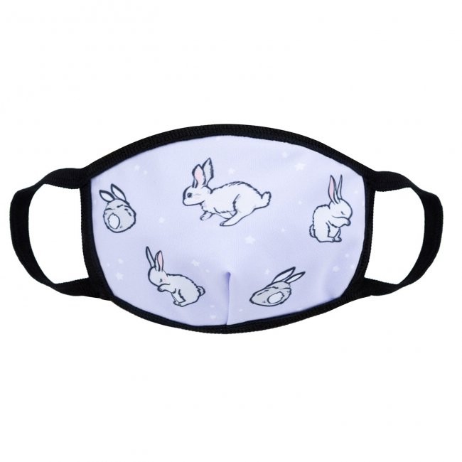 Маска трикотажная многоразовая двухслойная, 'Зайки'