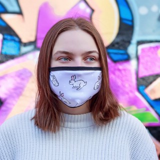 Маска трикотажная многоразовая двухслойная, 'Зайки' 5