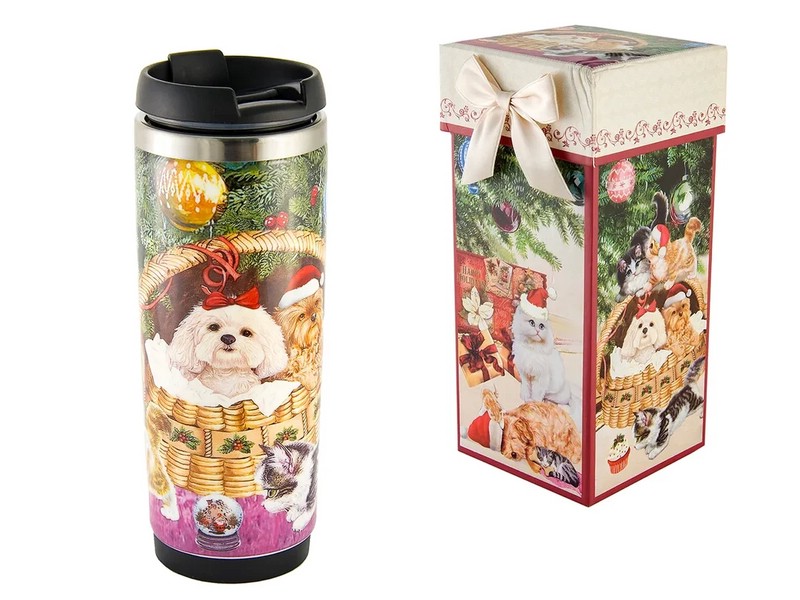 Термокружка 'Котики-собачки' из нержавеющей стали