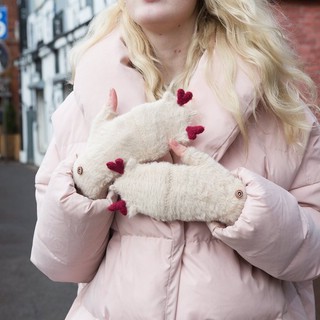 Варежки с рожками (бежевые) 3