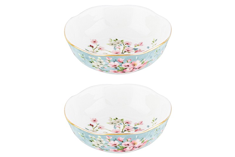 Розетка для варенья, 2 предмета 'Яблоневый цвет на голубом'