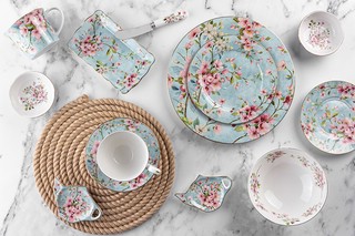 Розетка для варенья, 2 предмета 'Яблоневый цвет на голубом' 7