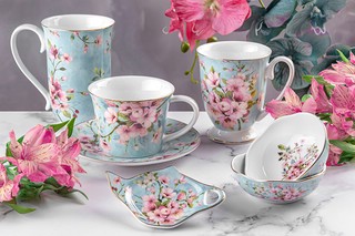 Розетка для варенья, 2 предмета 'Яблоневый цвет на голубом' 8