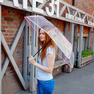 Зонт складной прозрачный (розовый), артикул KW041-000065 7