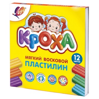 Пластилин восковой 'Кроха' 12 цветов, со стеком