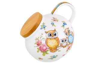 Банка для соли 'Совушки' 180 мл, бамбуковая крышка 1