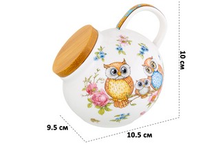 Банка для соли 'Совушки' 180 мл, бамбуковая крышка 2