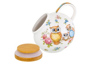 Банка для соли 'Совушки' 180 мл, бамбуковая крышка 7