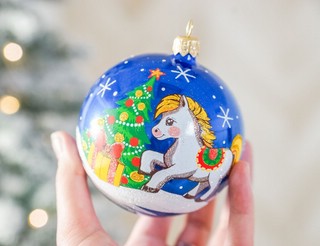 Шар 'Зодиак' (лошадка) в ассортименте, 8.5 см, стекло, артикул С 206 2