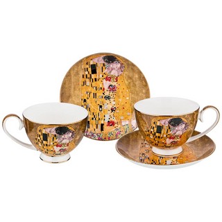 Чайный набор на 2 персоны 'Поцелуй', Густав Климт, 4 предмета, 250 мл, золотой