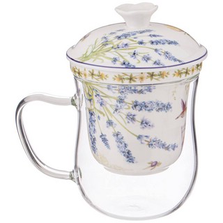 Кружка заварочная с ситом 'Прованс лимоны' 500 мл, стекло/фарфор 3