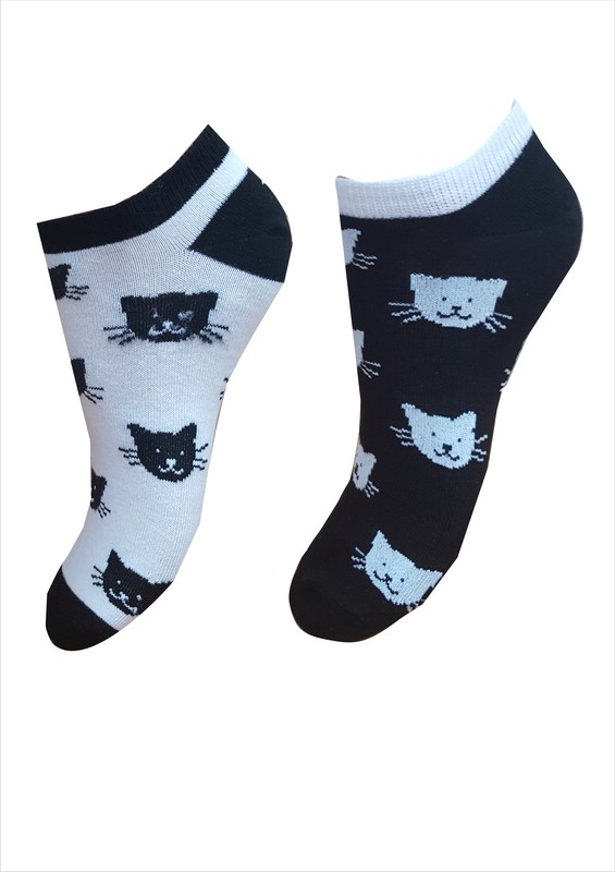 Носки женские демисезонные укороченные с кошачим рисунком