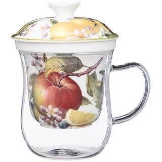 Кружка 'Фрукты' стеклянная с фарфоровым ситом, 500 мл 3