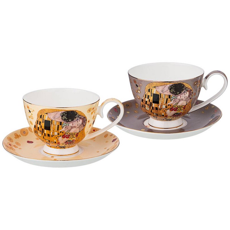 Чайный набор на 2 персоны 'Поцелуй (Климт)' 4 предмета