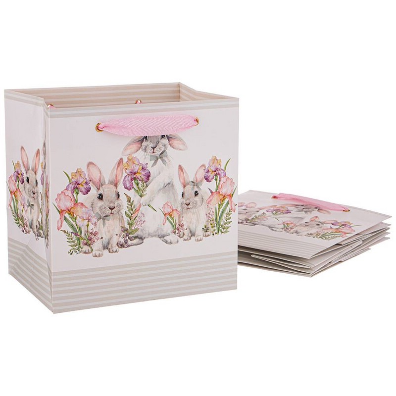 Бумажный пакет 'Ирисы' (Irises) Зайцы 20x20x15 см, Lefard