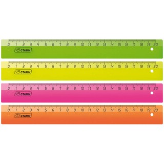 Линейка 20см Стамм, пластиковая, флуоресцентная, ассорти
