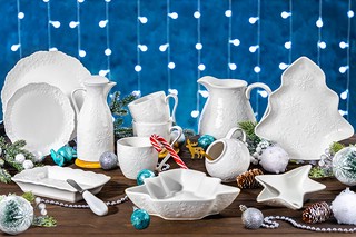 Чашка для капучино и кофе латте 'Снежинки' 220 мл + деревянная подставка 4