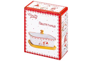 Паштетница 'Веселые гномики' 330 мл, стеклянная крышка, деревянная подставка 13